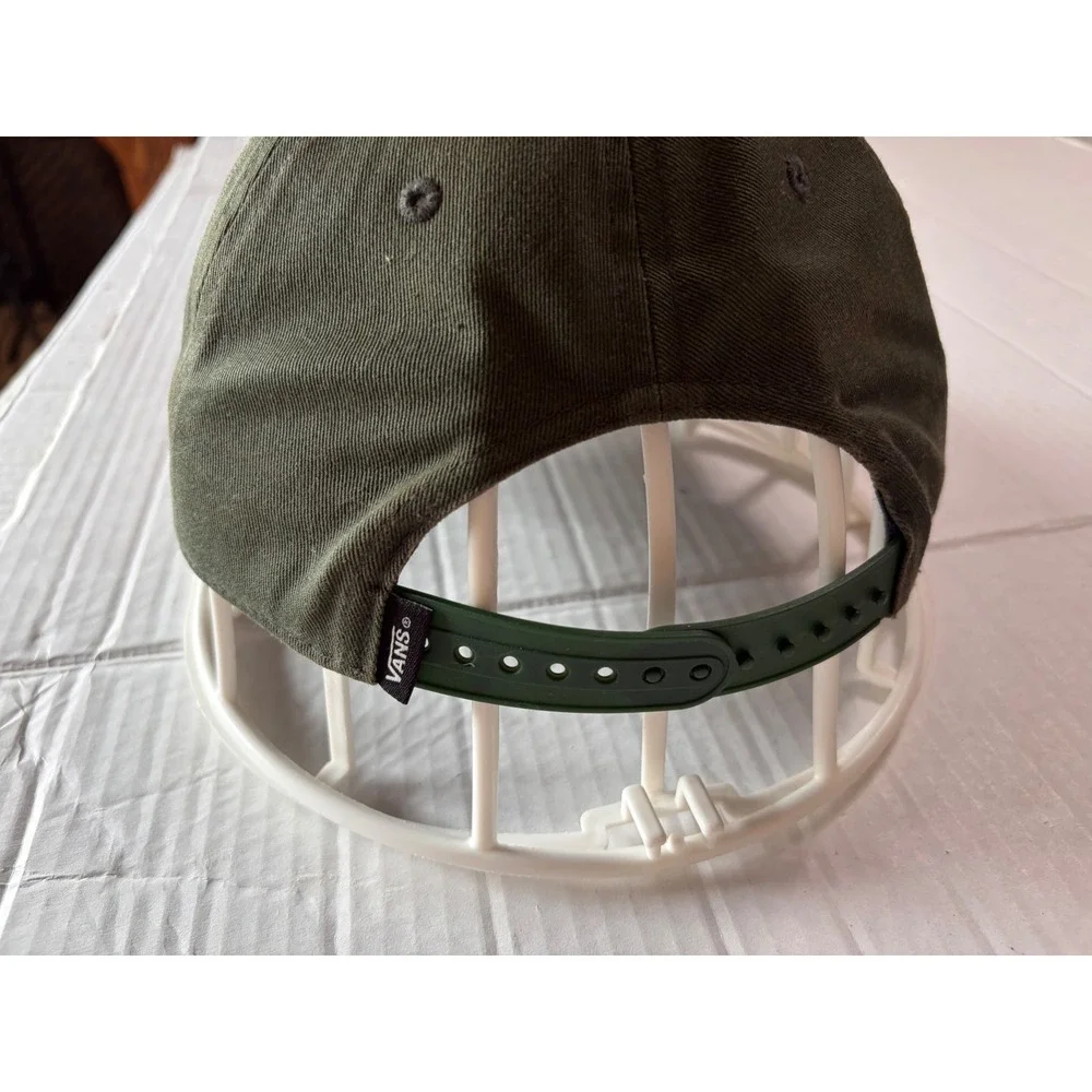 Vans Off The Wall Custom Classics Snapback Hat Olive Green Embroidered Flat Brim